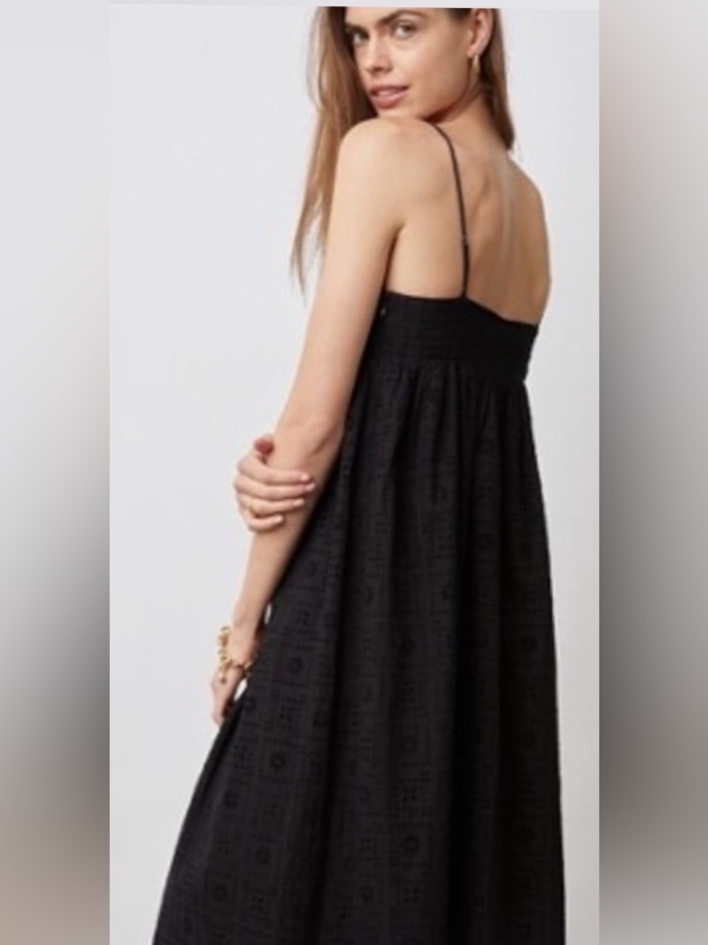 Rails Black Eyelet Maxi Dress with Spaghetti Straps - Picture 3 of 11